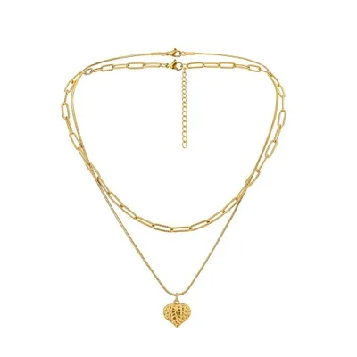 Trendy Stainless Steel Layer Chain Charm Love Shape Pendant Necklace For Women Jewelry, Gold,silver 
Trendy Stainless Steel Layer Chain Charm Love Shape Pendant Necklace For Women Jewelry, Gold,silver