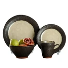 Rcok grey with Rim Glazed stoneware dinner set Japanese ceramic tableware ceramic plate sets