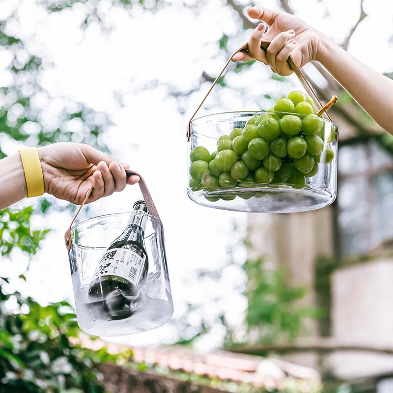 SQ179 Transparent Champagne Ice Bucket Household Vegetable Storage Basket With Leather Handle Plastic Fruit Storage Organizer, As pic
SQ179 Transparent Champagne Ice Bucket Household Vegetable Storage Basket With Leather Handle Plastic Fruit Storage Organizer, As pic