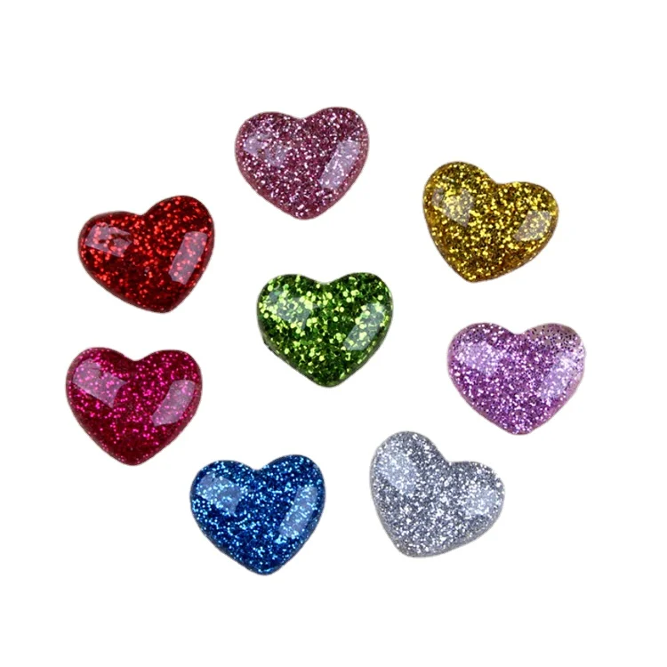 

yiwu wintop fashion accessories cute small colored flatback glitter heart resin charm for earring jewelry making