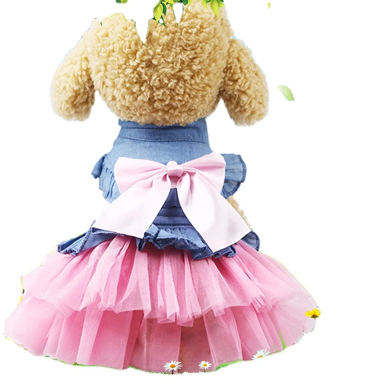 Wholesale Bow Lace Jean Dog Clothes Pink Pet Party Clothes Dresses Denim Dog Clothes, White, pink
Wholesale Bow Lace Jean Dog Clothes Pink Pet Party Clothes Dresses Denim Dog Clothes, White, pink