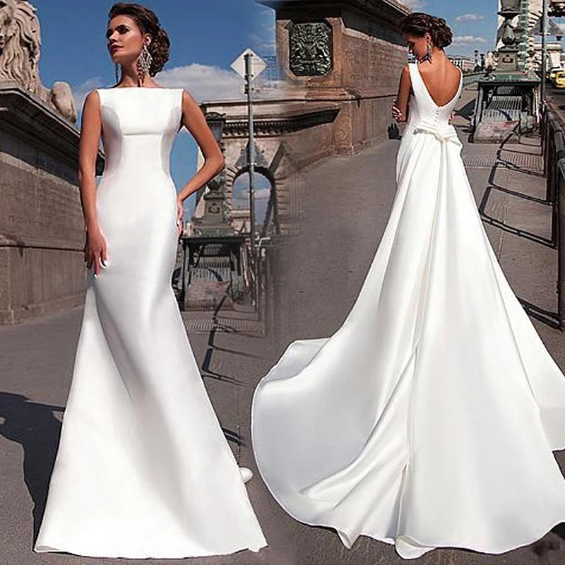 vestido de noiva simples cetim
