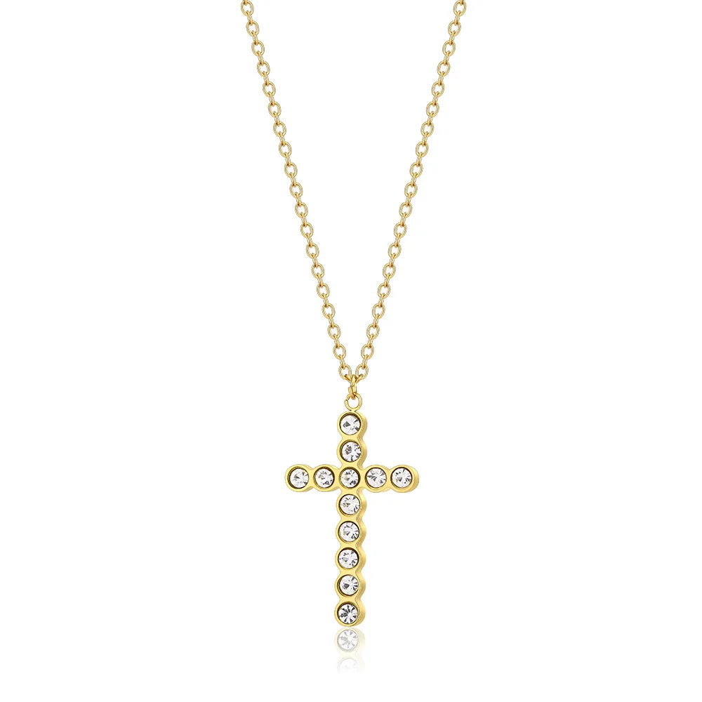 European Hot Selling Vintage Christian 18K Gold Plated Micro Pave Full Diamond Cross Pendant Necklace Female Jewelry
European Hot Selling Vintage Christian 18K Gold Plated Micro Pave Full Diamond Cross Pendant Necklace Female Jewelry