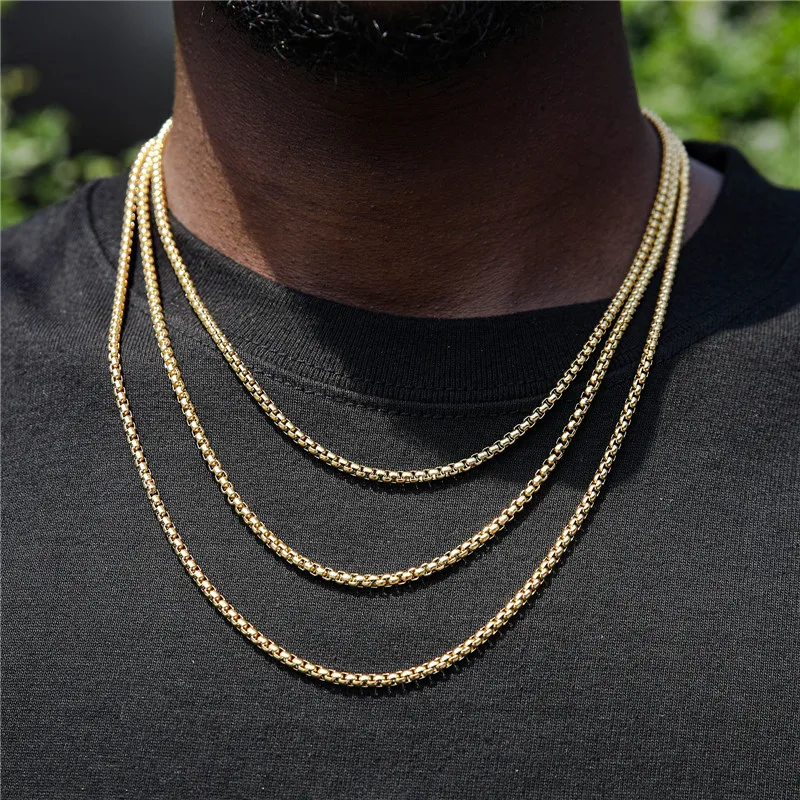 Wholesale 3mm Stainless Steel Box Chain Necklace Hip Hop Box Link Chains Mens 14k 18K Gold Plated Round Rolo Box Chain Necklace
Wholesale 3mm Stainless Steel Box Chain Necklace Hip Hop Box Link Chains Mens 14k 18K Gold Plated Round Rolo Box Chain Necklace