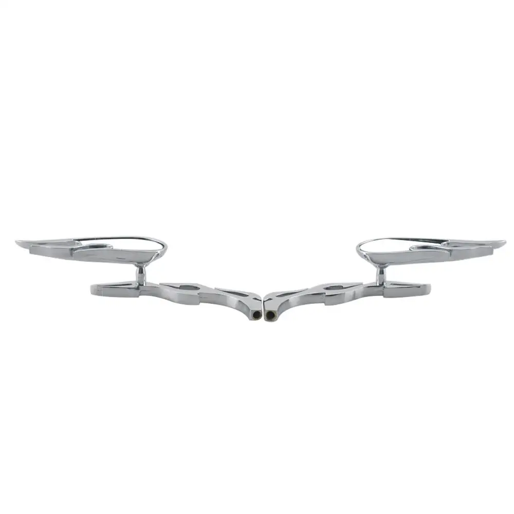 2xAlloy 180 Degrees Chrome Flame Rearview Mirrors w/ 8mm&10mm Screws Universal
