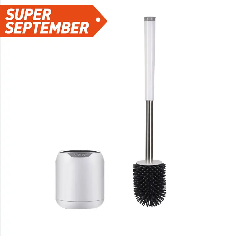

BOOMJOY designer toilet brush silicone tpr plastic toilet plunger and bowl brush holder for bathroom cleaning, White