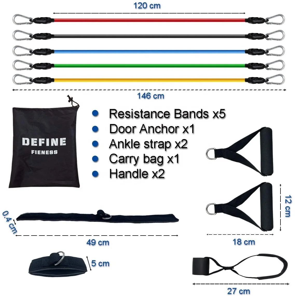 Workout Training Tubes Exercise 11 Pcs Resistance Bands, Body Building Accessories Heavy Duty Resistance Band Set, Red, yellow, green, blue, black
Workout Training Tubes Exercise 11 Pcs Resistance Bands, Body Building Accessories Heavy Duty Resistance Band Set, Red, yellow, green, blue, black