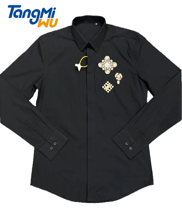 High quality mqueen fashion Chest flower embroidery simple casual mens cotton luxury shirts
High quality mqueen fashion Chest flower embroidery simple casual mens cotton luxury shirts