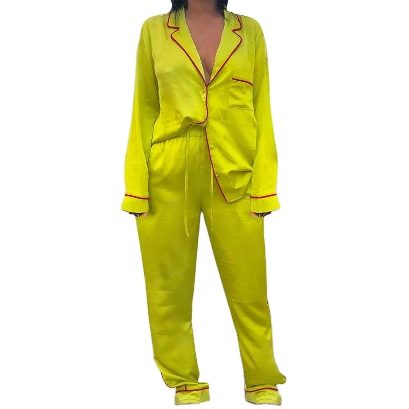 Long sleeve mommy and me two piece women silk pajama set, As shown
Long sleeve mommy and me two piece women silk pajama set, As shown