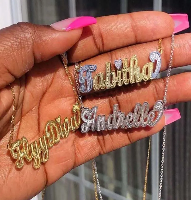 2021 Fashion Custom Cartoon Name Necklace New Double Plated Name Necklace Custom Acrylic Pendant Necklace, Gold, silver, rose gold 
2021 Fashion Custom Cartoon Name Necklace New Double Plated Name Necklace Custom Acrylic Pendant Necklace, Gold, silver, rose gold