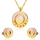 Gold Plated Jewelry Trendy Fashion Custo Women Gold Plated Earring And Necklace Stainless Steel Jewelry Women