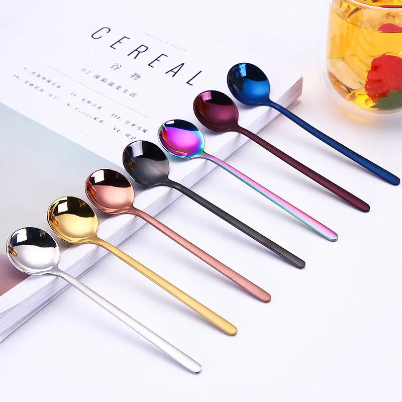 Wholesale Creative Food Grade Metal Custom Long Handle Tea Spoon Coffee Spoon, Silver/gold/rose gold/rain bow/black/blue/purple
Wholesale Creative Food Grade Metal Custom Long Handle Tea Spoon Coffee Spoon, Silver/gold/rose gold/rain bow/black/blue/purple