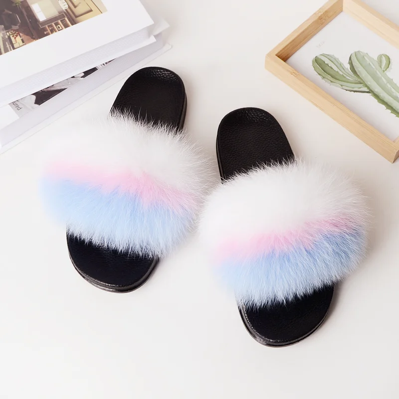summer real fashion design mix color ladies fox fur slides women custom fur slippers, Customized color
summer real fashion design mix color ladies fox fur slides women custom fur slippers, Customized color