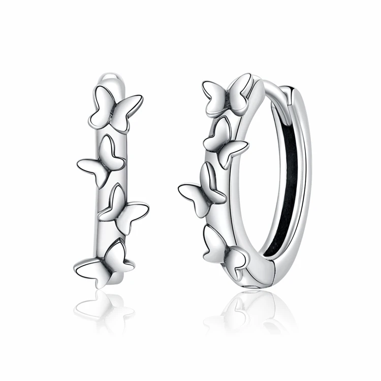 925 Sterling Silver Circle Mix trendy women butterfly small silver hoop ear rings for women, Picture shows
925 Sterling Silver Circle Mix trendy women butterfly small silver hoop ear rings for women, Picture shows
