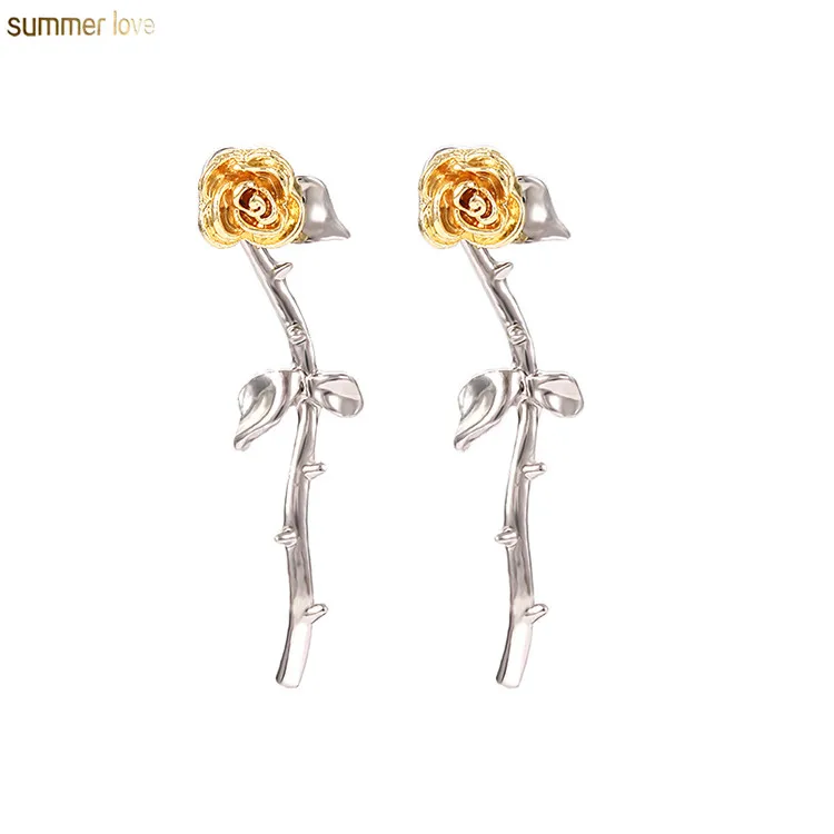 Unique Gold Silver Plated Metal Rose Flower Drop Dangle Stud Earrings Jewelry for Women Girls
Unique Gold Silver Plated Metal Rose Flower Drop Dangle Stud Earrings Jewelry for Women Girls