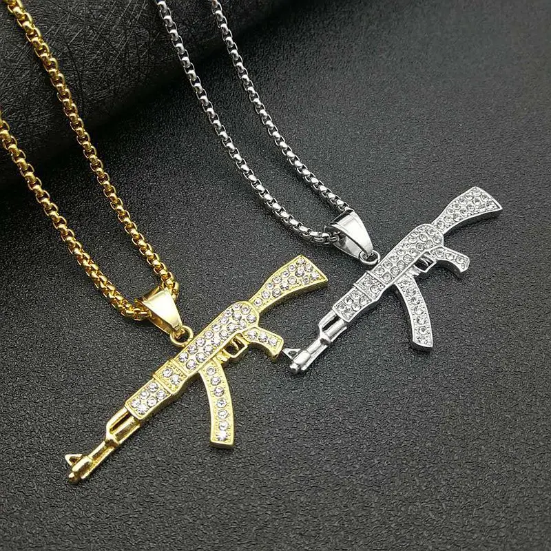 Trendy New Stainless Steel Iced Out Uzi Gun Pendant Gold Necklace Men Hip Hop 18K Gold Plated CZ AK47 Pistol Gun Charm Jewelry, Silver , gold plated, rose gold
Trendy New Stainless Steel Iced Out Uzi Gun Pendant Gold Necklace Men Hip Hop 18K Gold Plated CZ AK47 Pistol Gun Charm Jewelry, Silver , gold plated, rose gold