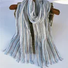 Couple striped wild scarf women cotton linen winter shawl natural