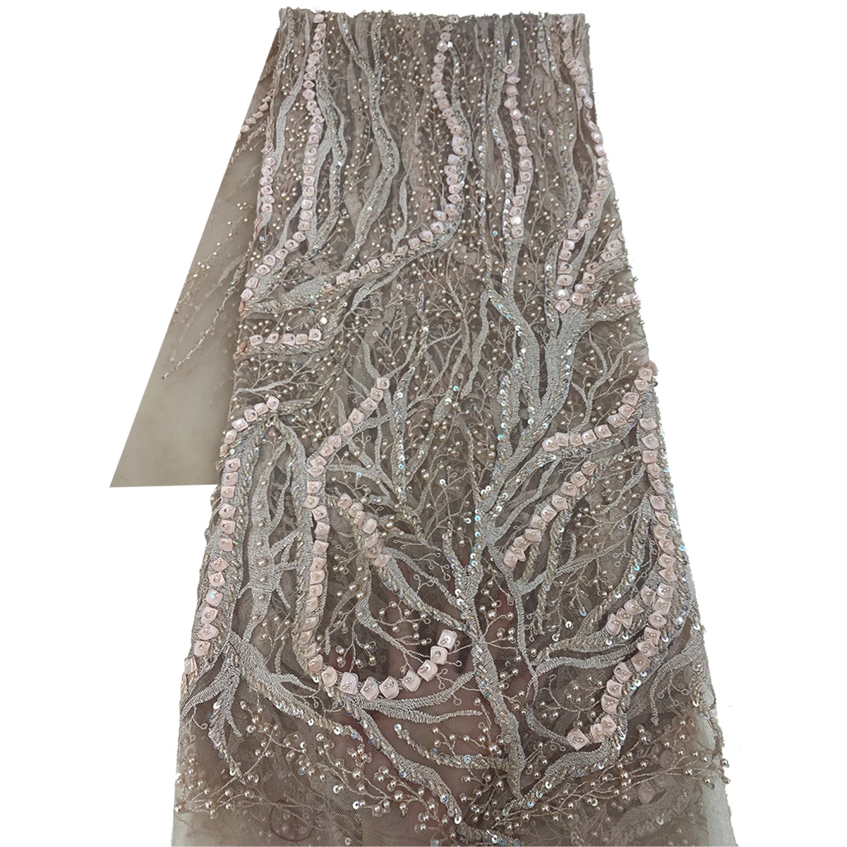 Wholesale Elegant French Nude Mesh Beaded Handmade Lace New Design Wedding Dress Embroidered Custom Clothes Sequins Tulle Fabric, Peach, purple, brown, black, customize
Wholesale Elegant French Nude Mesh Beaded Handmade Lace New Design Wedding Dress Embroidered Custom Clothes Sequins Tulle Fabric, Peach, purple, brown, black, customize