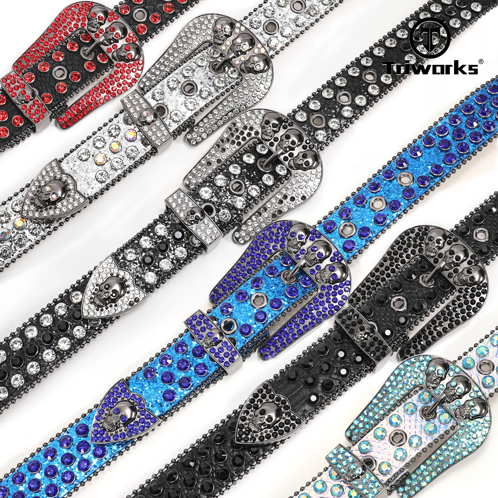 Custom Design Skull Studded Diamond Alloy Buckle Unisex Western Style Rhinestone Leather Belt For Men Women
Custom Design Skull Studded Diamond Alloy Buckle Unisex Western Style Rhinestone Leather Belt For Men Women