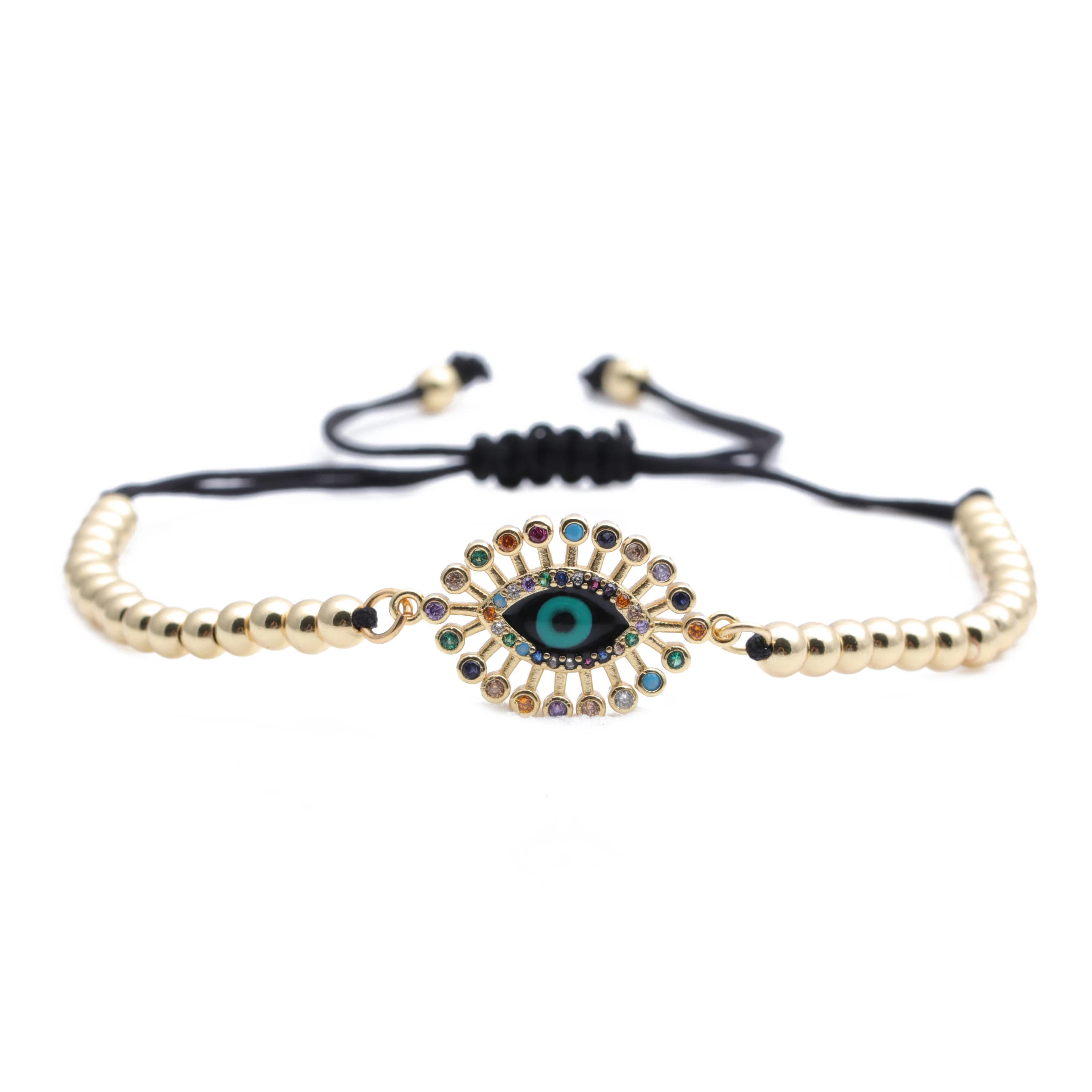 Hot selling halloween cz jewelry findings 4mm copper beads chain adjustable bracelet men turkey eye bracelet, Picture
Hot selling halloween cz jewelry findings 4mm copper beads chain adjustable bracelet men turkey eye bracelet, Picture