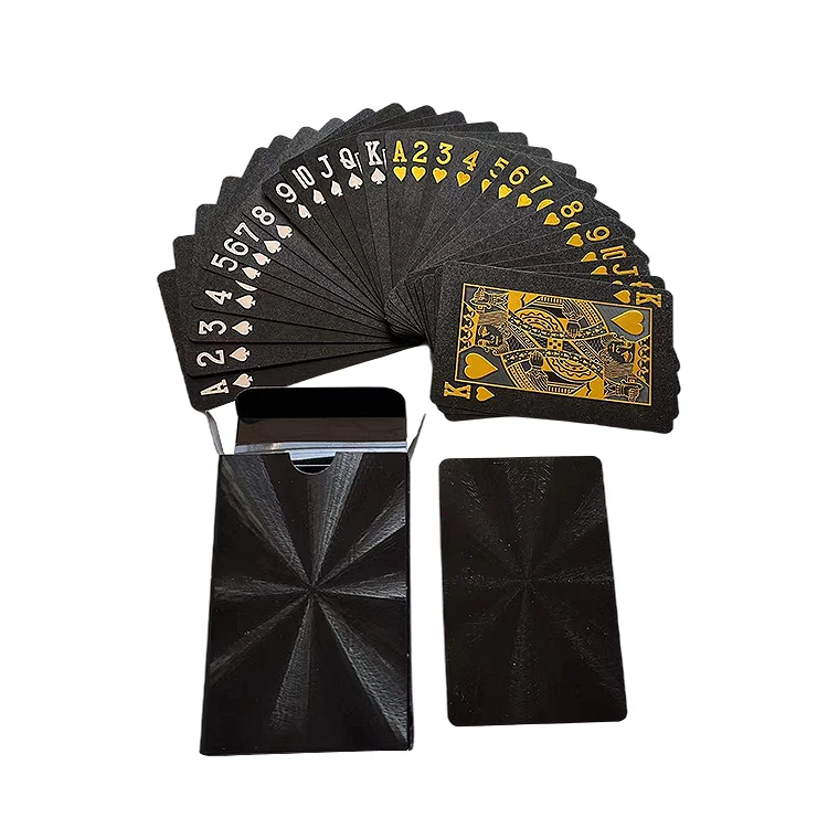 

Black foil playing card luxury black gold plastic poker waterproof black playing cards, Customized color