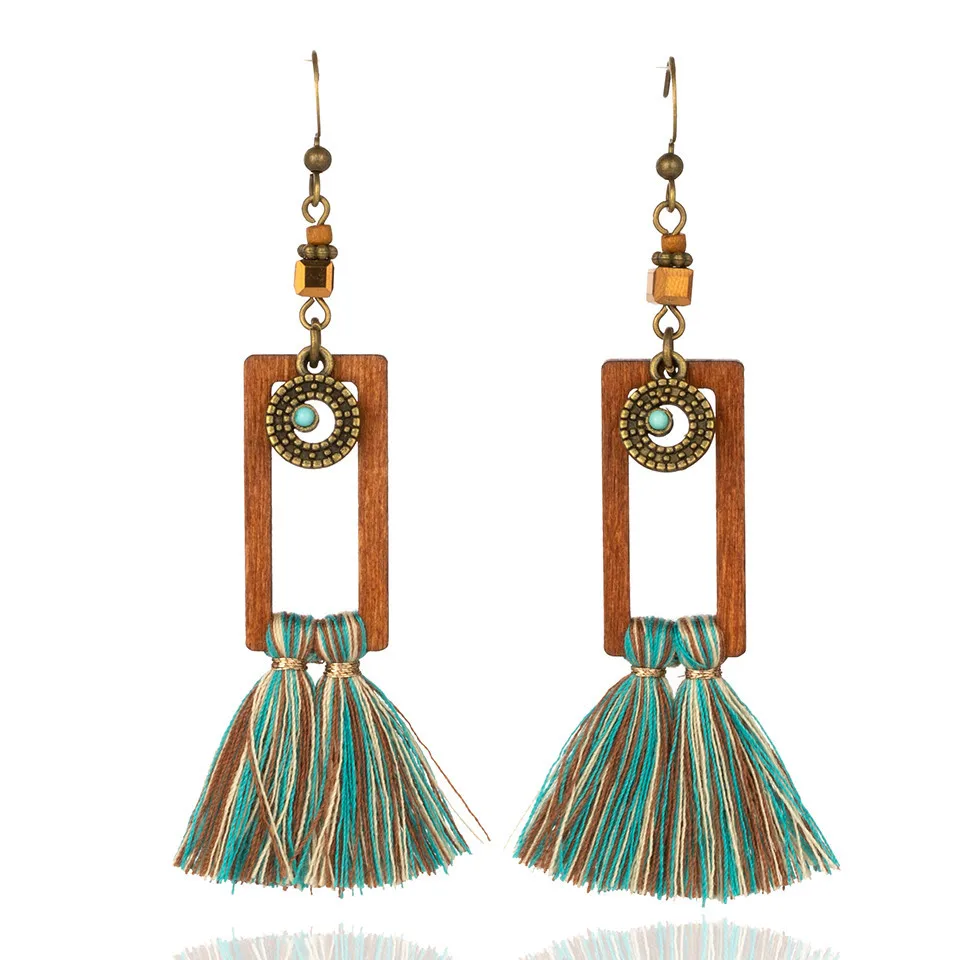Hot Sales Bohemian Eearing Ladies Fashion Retro Ethnic Wooden Geometric Rectangular Tassel Drop Earrings for Women
Hot Sales Bohemian Eearing Ladies Fashion Retro Ethnic Wooden Geometric Rectangular Tassel Drop Earrings for Women