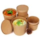 Disposable Fast Food Packaging Take Away Container Paper Soup Cup/ Paper Noodle Cup With Lid