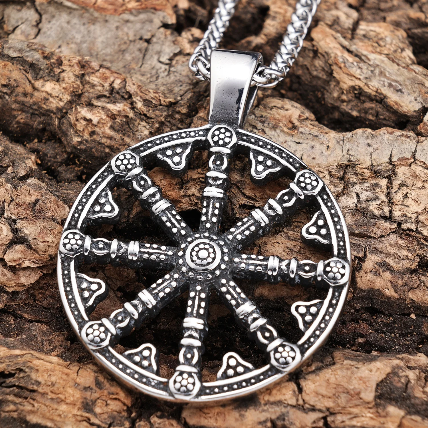 

Retro Norse Viking Necklace Stainless Steel Viking Talisman Compass Vegvisir Amulet Necklace Jewelry For Men