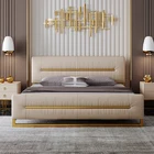 Bed Wood Modern Beds Factory Custom Real Leather Platform Bed Wood Nordic Genuine Leather Luxury Modern Beds