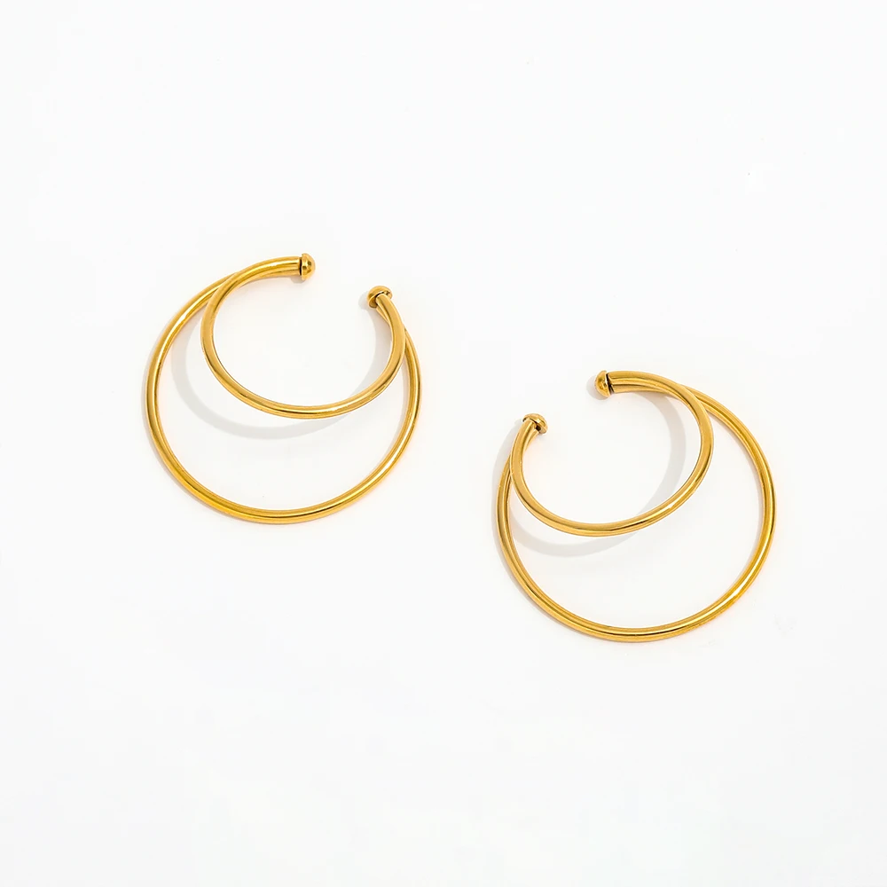New Trendy Earring 18K Gold Plated Double-layer Lines Cuff Earrings for Women Stainless Steel Earrings Wholesale
New Trendy Earring 18K Gold Plated Double-layer Lines Cuff Earrings for Women Stainless Steel Earrings Wholesale