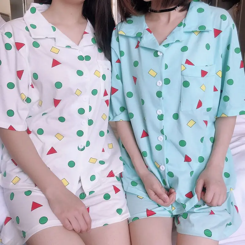 Summer Pajamas Set Short sleeve pajamas women summer cartoon cute popular geometry home wear pull frame Cotton Shorts Set, As show
Summer Pajamas Set Short sleeve pajamas women summer cartoon cute popular geometry home wear pull frame Cotton Shorts Set, As show