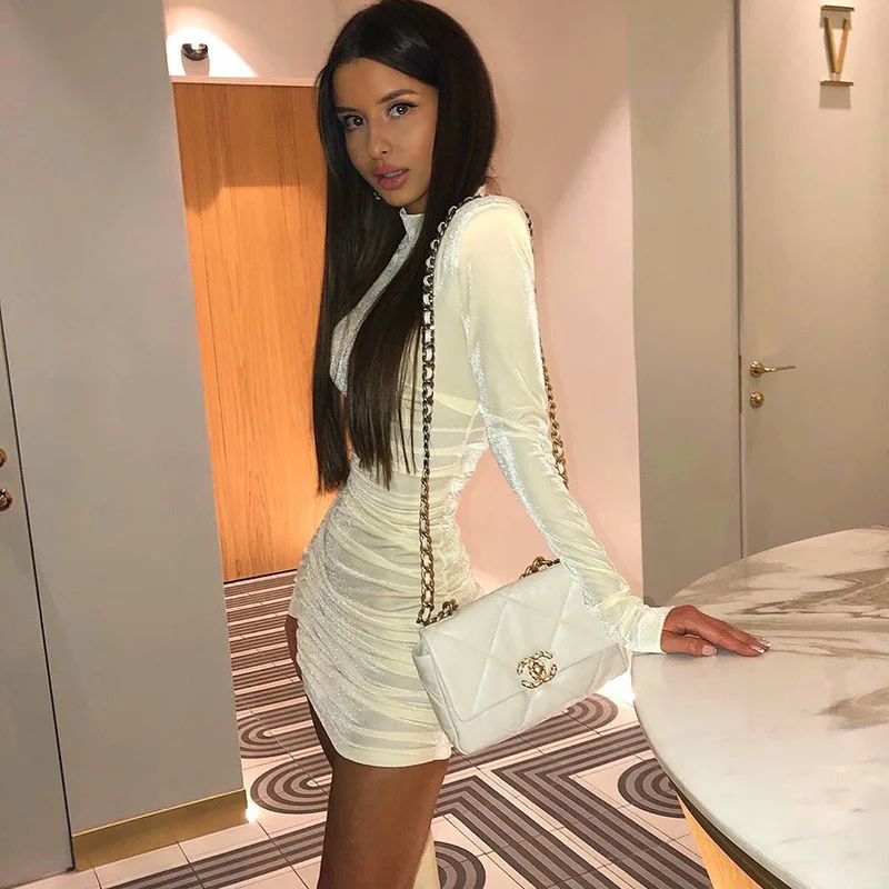 Shoulder Pad High Neck Long Sleeve Bodycon Skirt Dress White Cotton Ball Short Skirts Dresses for Women Casual
Shoulder Pad High Neck Long Sleeve Bodycon Skirt Dress White Cotton Ball Short Skirts Dresses for Women Casual