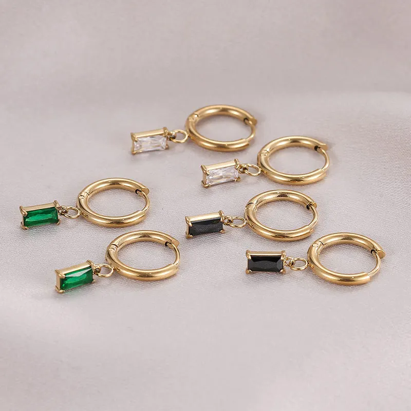 Delicate 14K Gold Plated 316L Stainless Steel Hoop Earring Colorful Cubic Zircon Earring Geometric Square Diamond Drop Earring
Delicate 14K Gold Plated 316L Stainless Steel Hoop Earring Colorful Cubic Zircon Earring Geometric Square Diamond Drop Earring