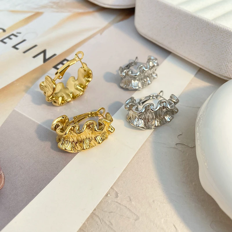 New geometric pleated texture stainless steel earrings titanium steel gold plated Statement earrings jewelry
New geometric pleated texture stainless steel earrings titanium steel gold plated Statement earrings jewelry