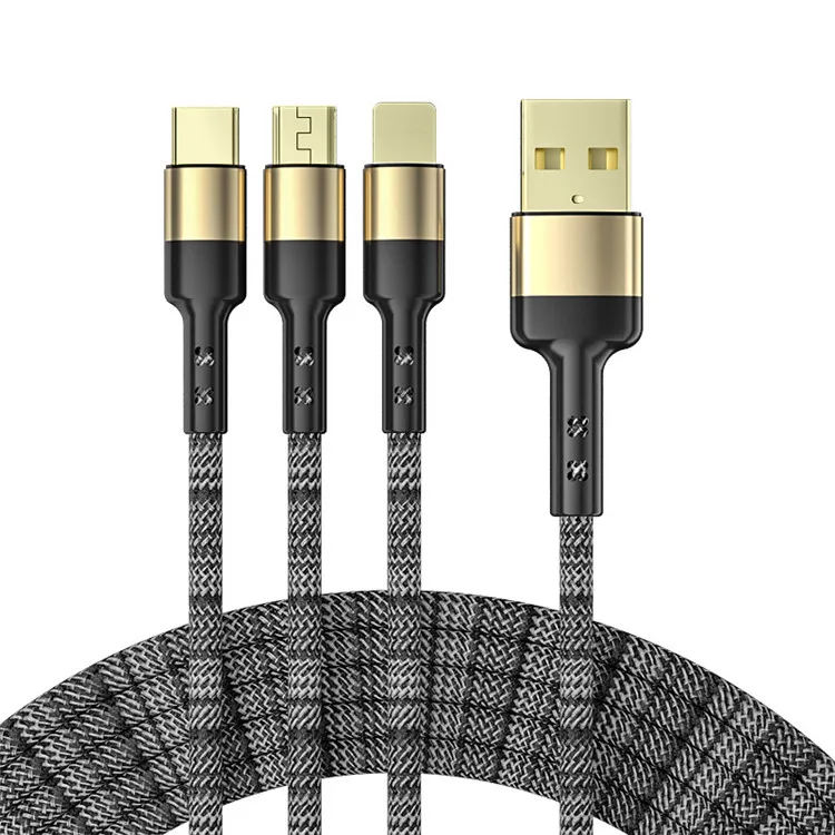 5A 2M Gold-plated interface 3 in 1 USB Charging Cable Universal Multi Function 3 in 1 usb cable fast charging
5A 2M Gold-plated interface 3 in 1 USB Charging Cable Universal Multi Function 3 in 1 usb cable fast charging