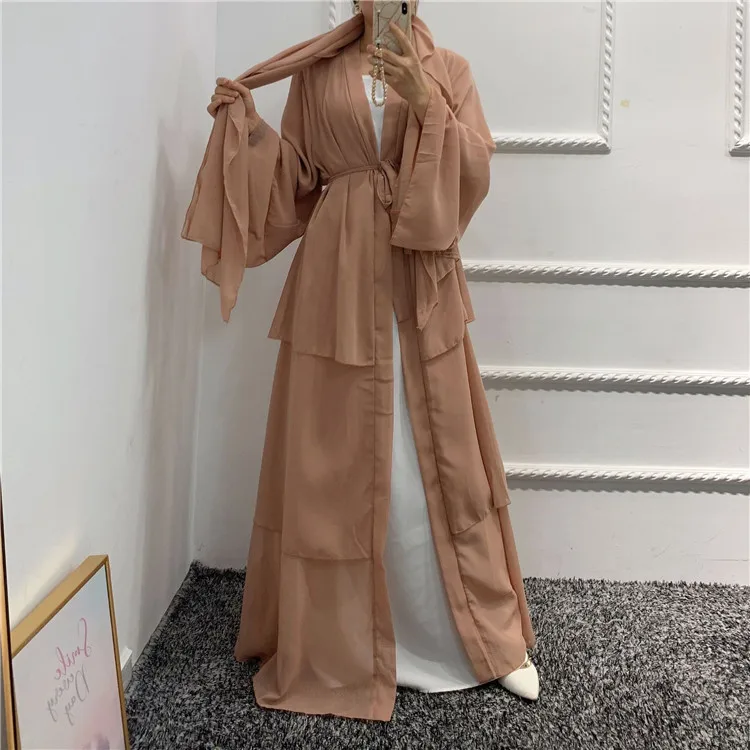 USA Free Shipping Plain Solid 3 Layered Muslim Open Abaya Chiffon Islamic Clothing Women Front Open Abaya Dubai
USA Free Shipping Plain Solid 3 Layered Muslim Open Abaya Chiffon Islamic Clothing Women Front Open Abaya Dubai
