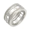 Yiwu Aceon stainless steel popular women jewelry double line stone wide hollow numeral ring