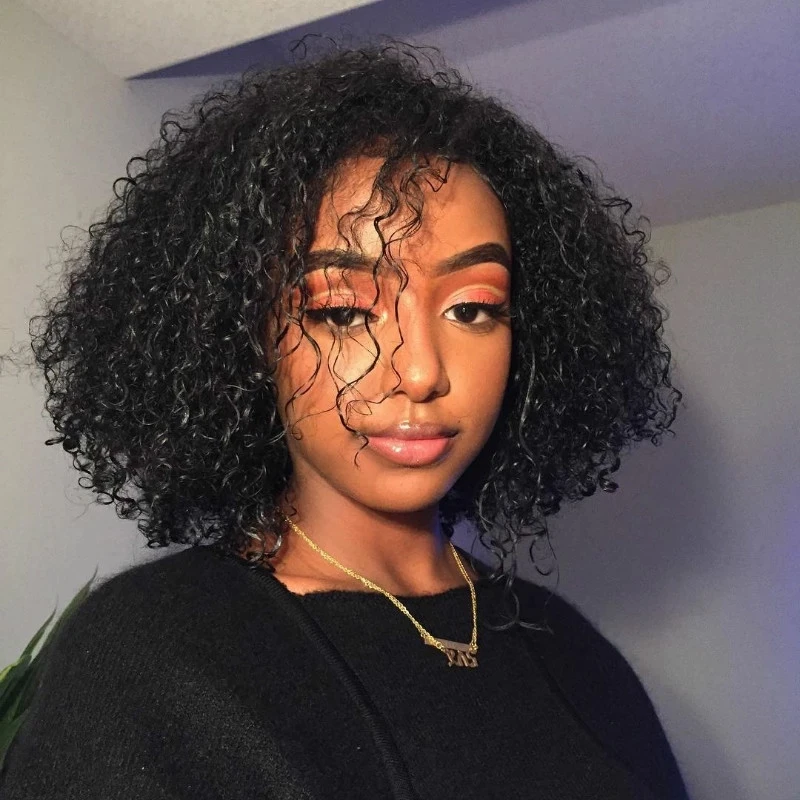 Joedir wholesale vendors Mongolian kinky curly short human hair wigs for black women machine made cheap glueless wig Summer Wigs
Joedir wholesale vendors Mongolian kinky curly short human hair wigs for black women machine made cheap glueless wig Summer Wigs