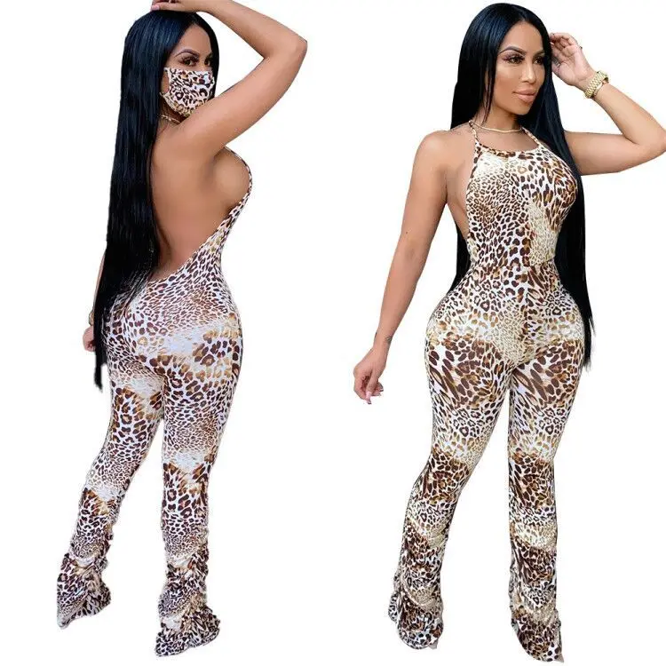 F21458A Hot-selling women's leopard print fashion personality pleated flared women jumpsuit, As picture
F21458A Hot-selling women's leopard print fashion personality pleated flared women jumpsuit, As picture