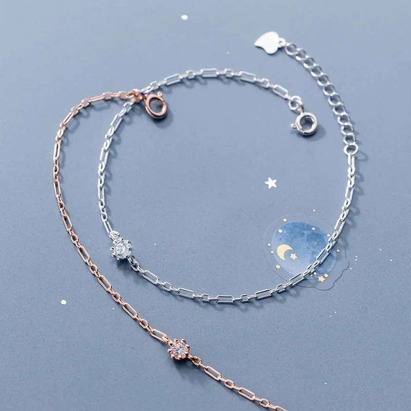 Korean Pure Silver Diamond Bracelet Simple Rose Gold Plated S925 Sterling Silver CZ Zircon Bracelet For Women Girls
Korean Pure Silver Diamond Bracelet Simple Rose Gold Plated S925 Sterling Silver CZ Zircon Bracelet For Women Girls