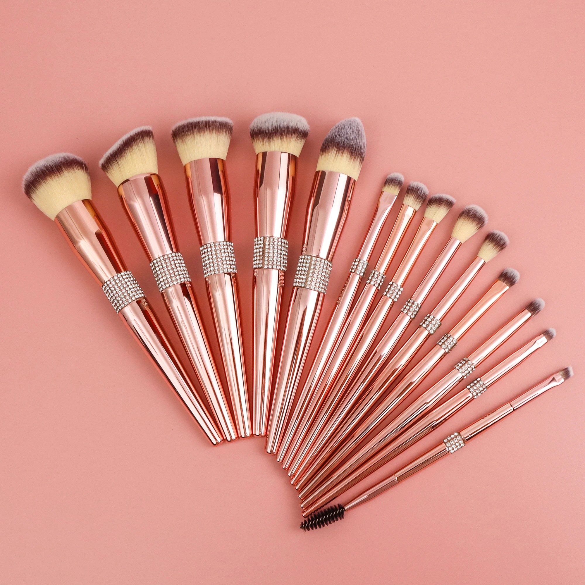 Amulite Luxury Rose Gold Makeup Brushes glitter Custom Logo rhinestone foundation Make Up Brushes Private label brush set
Amulite Luxury Rose Gold Makeup Brushes glitter Custom Logo rhinestone foundation Make Up Brushes Private label brush set