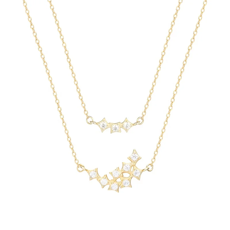 Hot Trendy 18K gold plated quality multi Star Zircon pendant Double Layer Necklace 925 silver
Hot Trendy 18K gold plated quality multi Star Zircon pendant Double Layer Necklace 925 silver