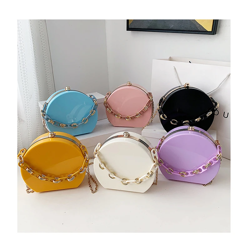 Acrylic Small Round Bags For Women Fashion Solid Color Chain Crossbody Bags Ladies Party Clutch Designer Female Shoulder Tote
Acrylic Small Round Bags For Women Fashion Solid Color Chain Crossbody Bags Ladies Party Clutch Designer Female Shoulder Tote