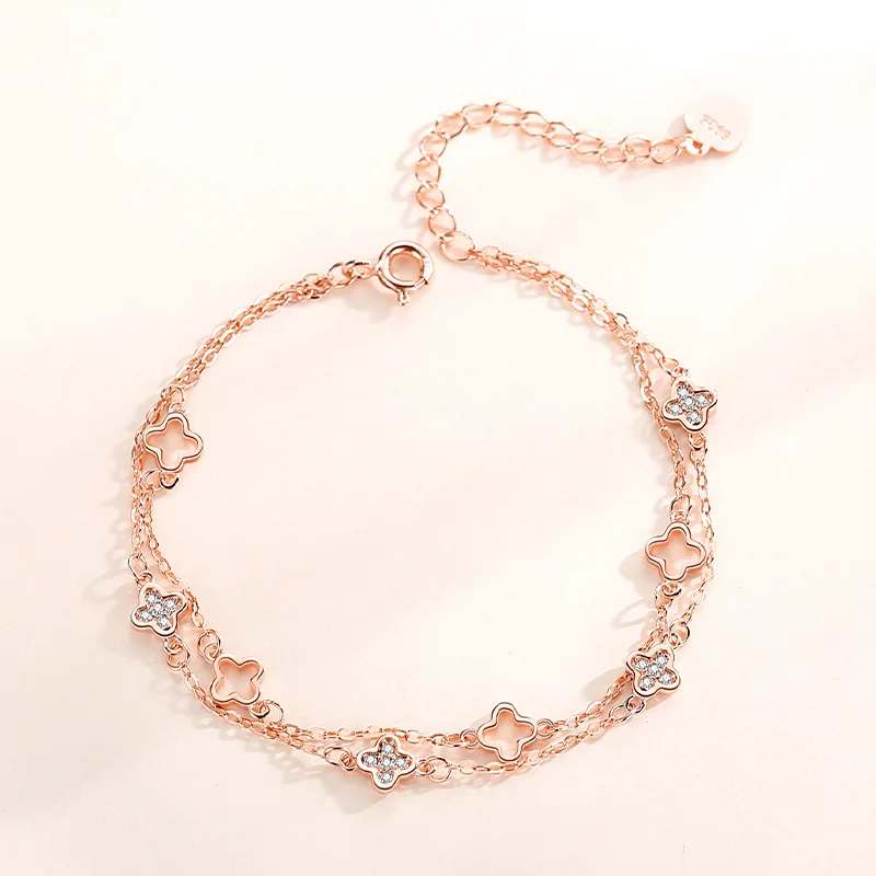 OEM&ODM Spring Trendy Jewelry Silver 925 Rose Gold Color Plated Four Leaf Clover Bracelet Bangle
OEM&ODM Spring Trendy Jewelry Silver 925 Rose Gold Color Plated Four Leaf Clover Bracelet Bangle