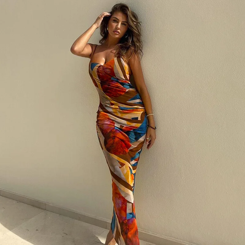 Colorful fashionable women's dress spaghetti strap floral print casual backless ladies maxi dress
Colorful fashionable women's dress spaghetti strap floral print casual backless ladies maxi dress
