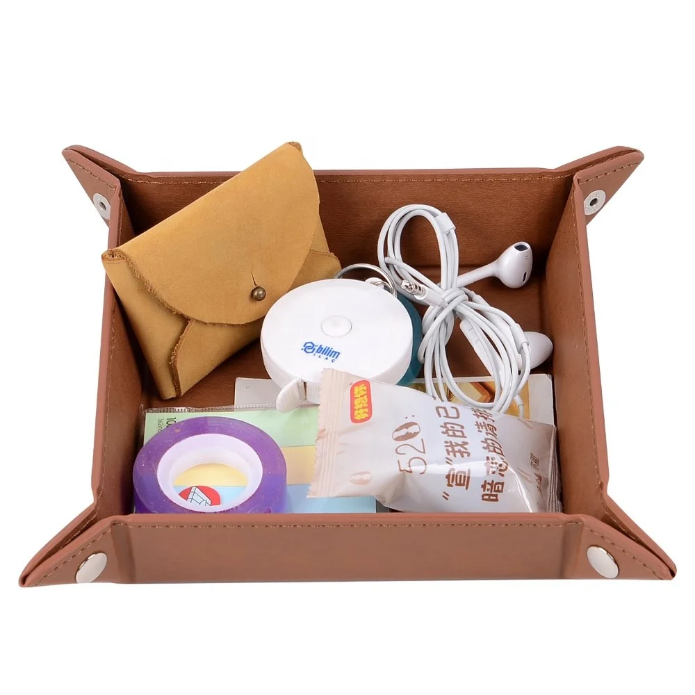 wholesale PU leather coin storage key tray leather foldable offfice desk storage tray factory directly, Blue/gray/black/brown/customized color
wholesale PU leather coin storage key tray leather foldable offfice desk storage tray factory directly, Blue/gray/black/brown/customized color