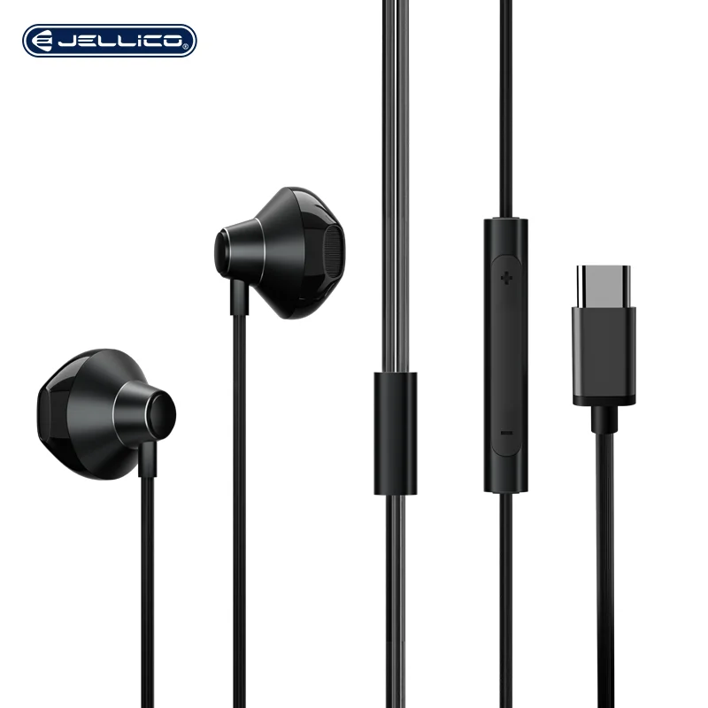 

New Style In-ear Wired Headset with 9D Surround Sound Type-C Interface Headphones Earphone, Black/dark green