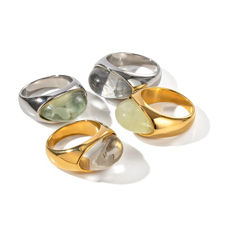 Y078 INS Style Jewelry Transparent Resin Green Clear Wide Ring for Women Dainty Stainless Steel PVD 18k Gold Plated Rings
Y078 INS Style Jewelry Transparent Resin Green Clear Wide Ring for Women Dainty Stainless Steel PVD 18k Gold Plated Rings