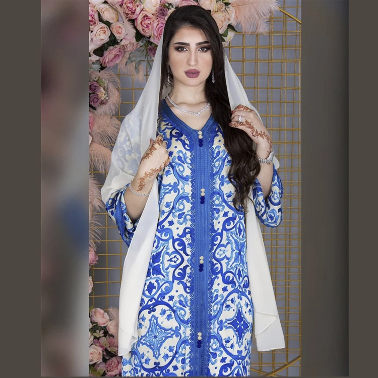 HJ XMDR00183 Robe Orientale Blue Print Trimmed Latest Islamic Maxi Dress Jalabiya Designs
HJ XMDR00183 Robe Orientale Blue Print Trimmed Latest Islamic Maxi Dress Jalabiya Designs