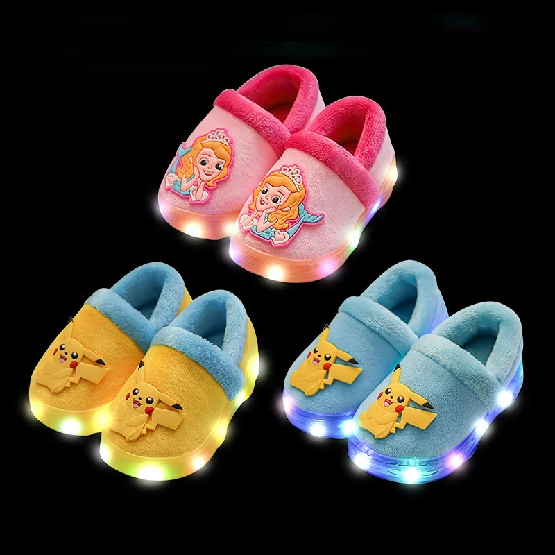 Indoor Warm Household Cartoons Cotton Shoes Baby LED Shoes, Red, green, black, pink 
Indoor Warm Household Cartoons Cotton Shoes Baby LED Shoes, Red, green, black, pink